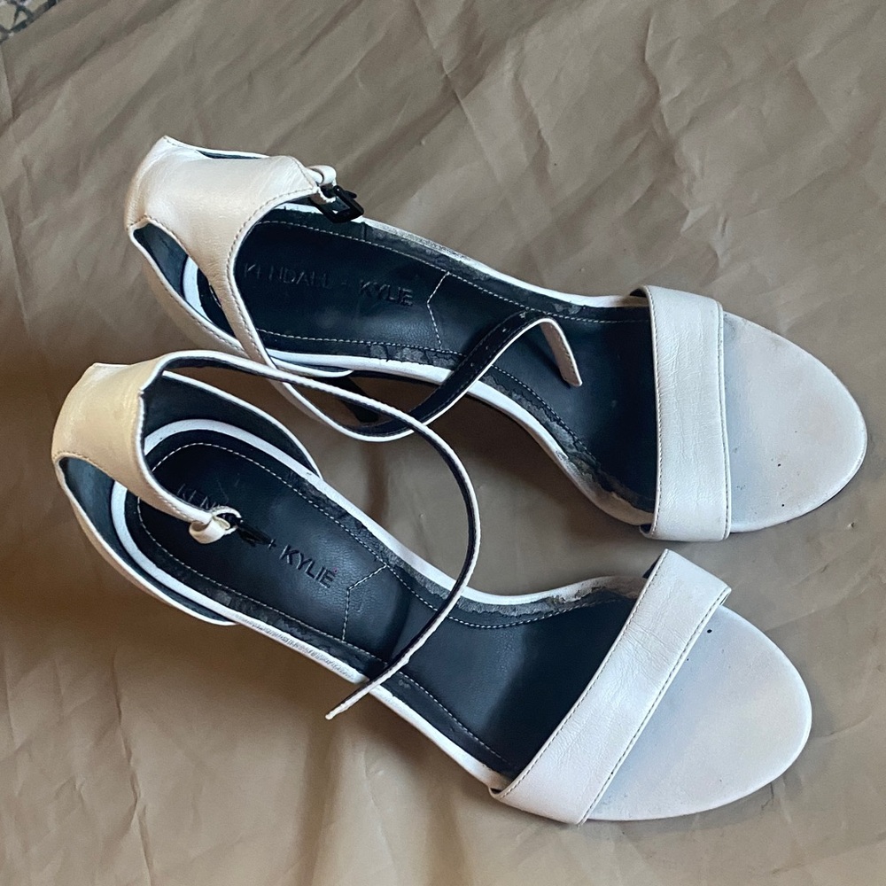 Genuine Leather Kendall & Kylie White Heeled Sandals